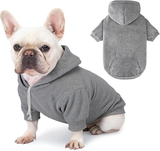 BAOBICUTE Dog Basic Hoodie Soft Dog Clothes Cold Weather Sweaters for Medium Large Dogs Cozy Fabric Warm Sweatshirt with Leash Hole (Grey, M (Back: 16.54",Chest: 22.05", Neck: 16.54"))