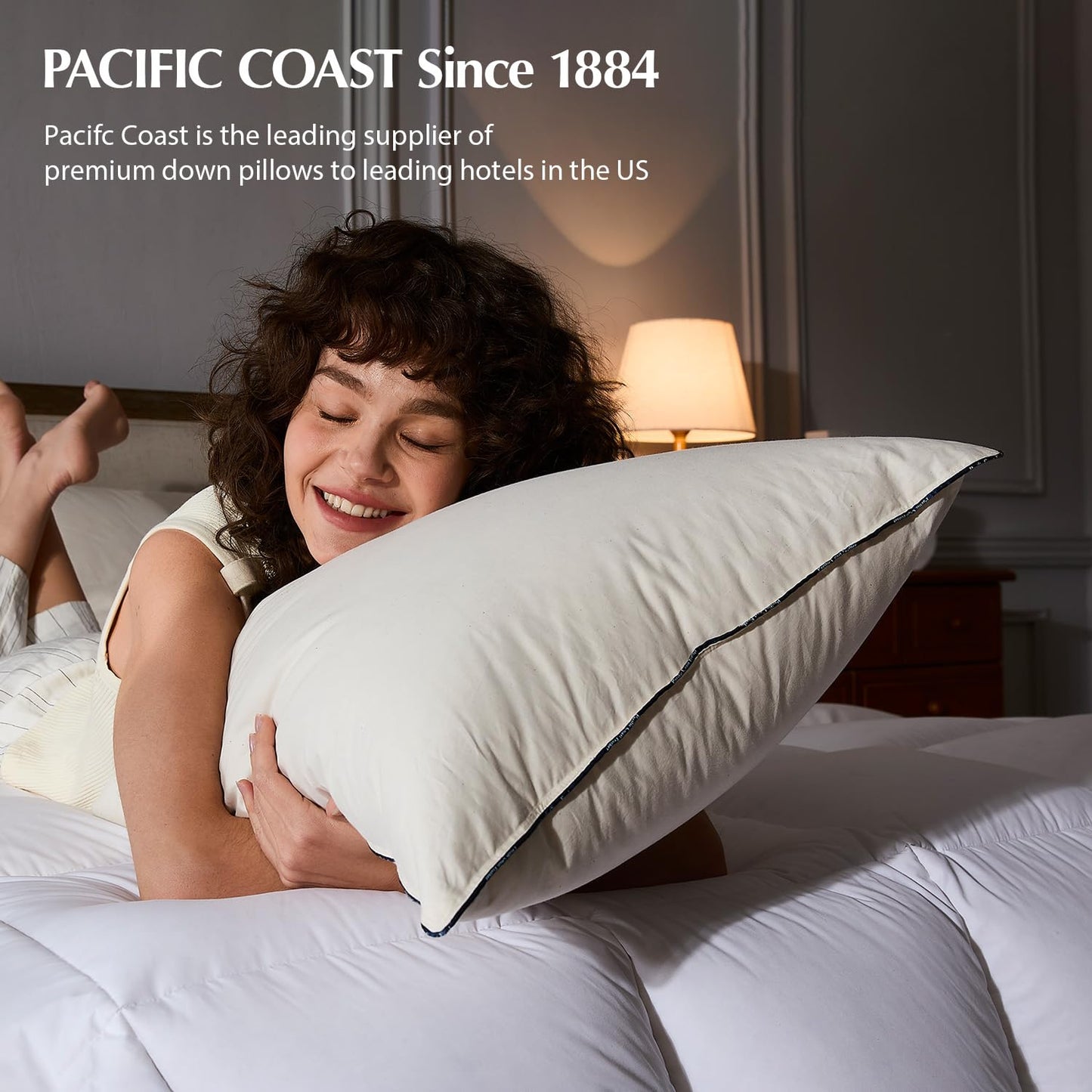 Pacific Coast Down Pillow, Luxury Hotel Collection Bed Pillow for Sleeping, Queen Size of 1, 100% Organic Cotton Shell, 650 Fill Power, Soft Pillows, Suit for Stomach Sleepers