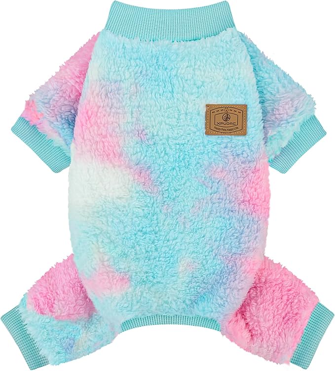 XPUDAC Dog Sweater, Dog Winter Clothes for Small Medium Dogs Girl Boy Fleece Doggy Pajamas for Winter Christmas, Tie-Dye03, XX-Large