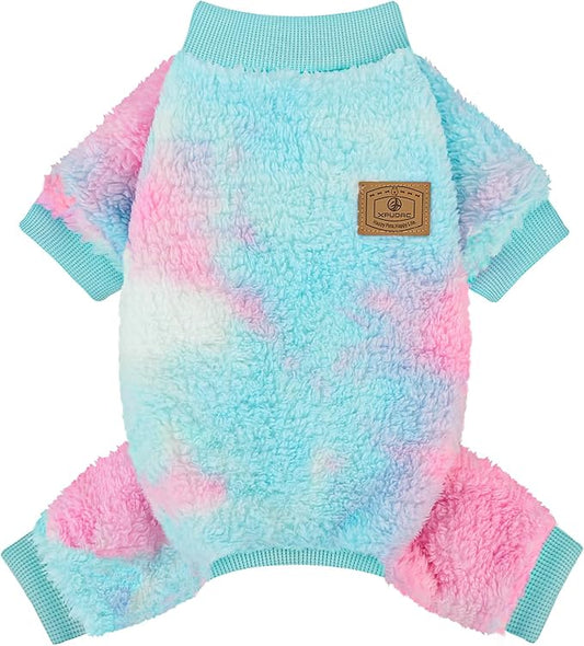 XPUDAC Dog Sweater, Dog Winter Clothes for Small Medium Dogs Girl Boy Fleece Doggy Pajamas for Winter Christmas, Tie-Dye03, X-Small