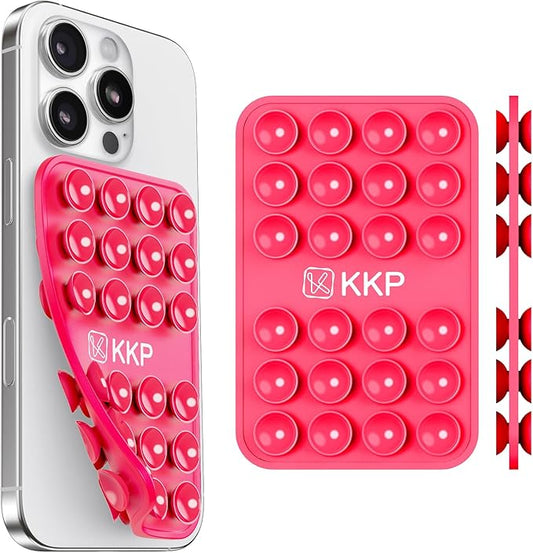 KKP Classic MAX - Silicone Suction Phone Case Adhesive Mount - Hands-Free, Strong Grip Holder for Selfies and Videos - iPhone and Android Compatible - 2.6″ x 3.9″