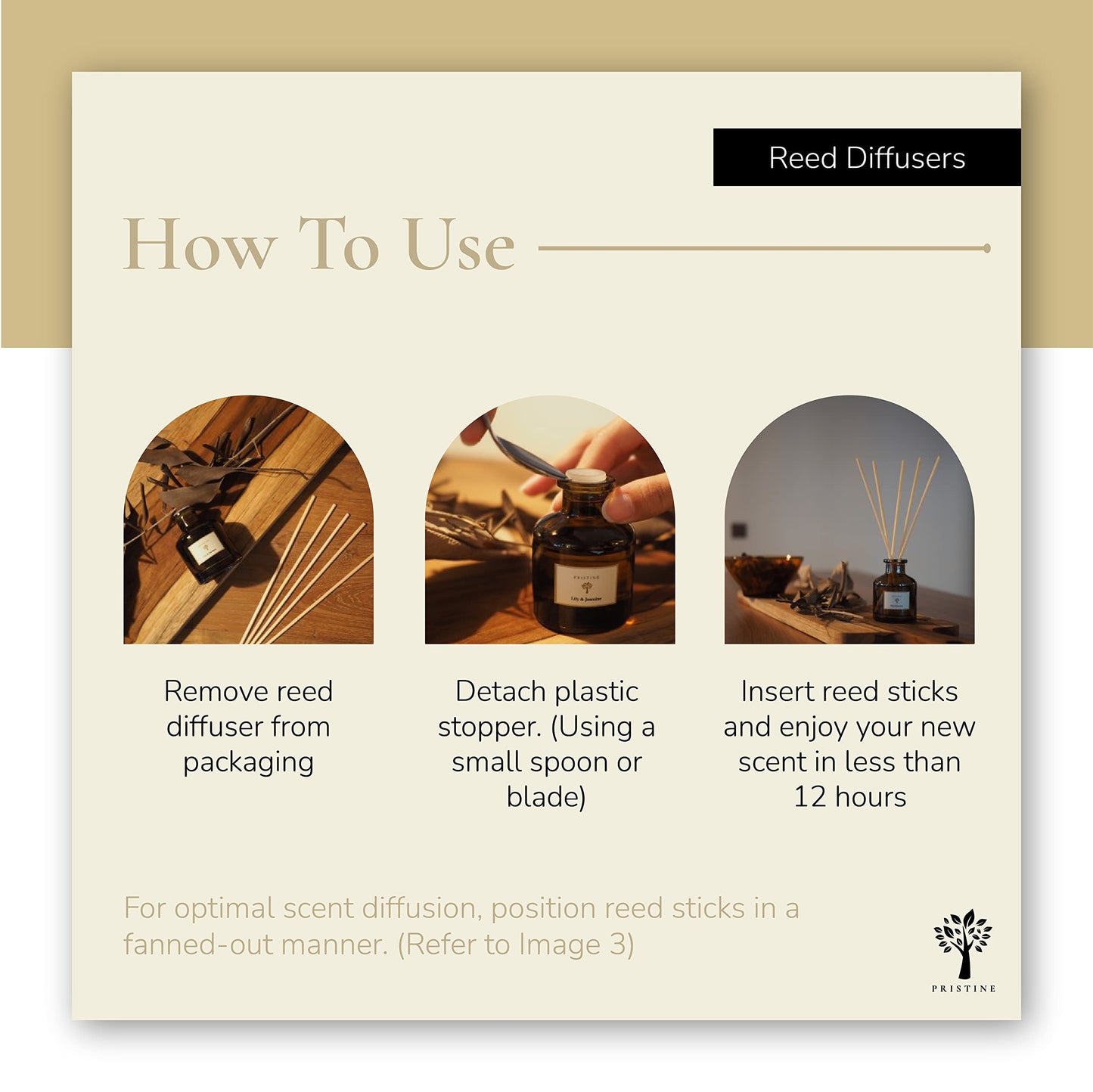 PRISTINE Himalayan Tea/Inspired by Westin Hotel Reed Diffuser for Home | Fresh Bergamot/White Tea Room Fragrance Reed Diffusers, Oil & Room Diffusers with Reed | Home Fragrance Scent Diffuser