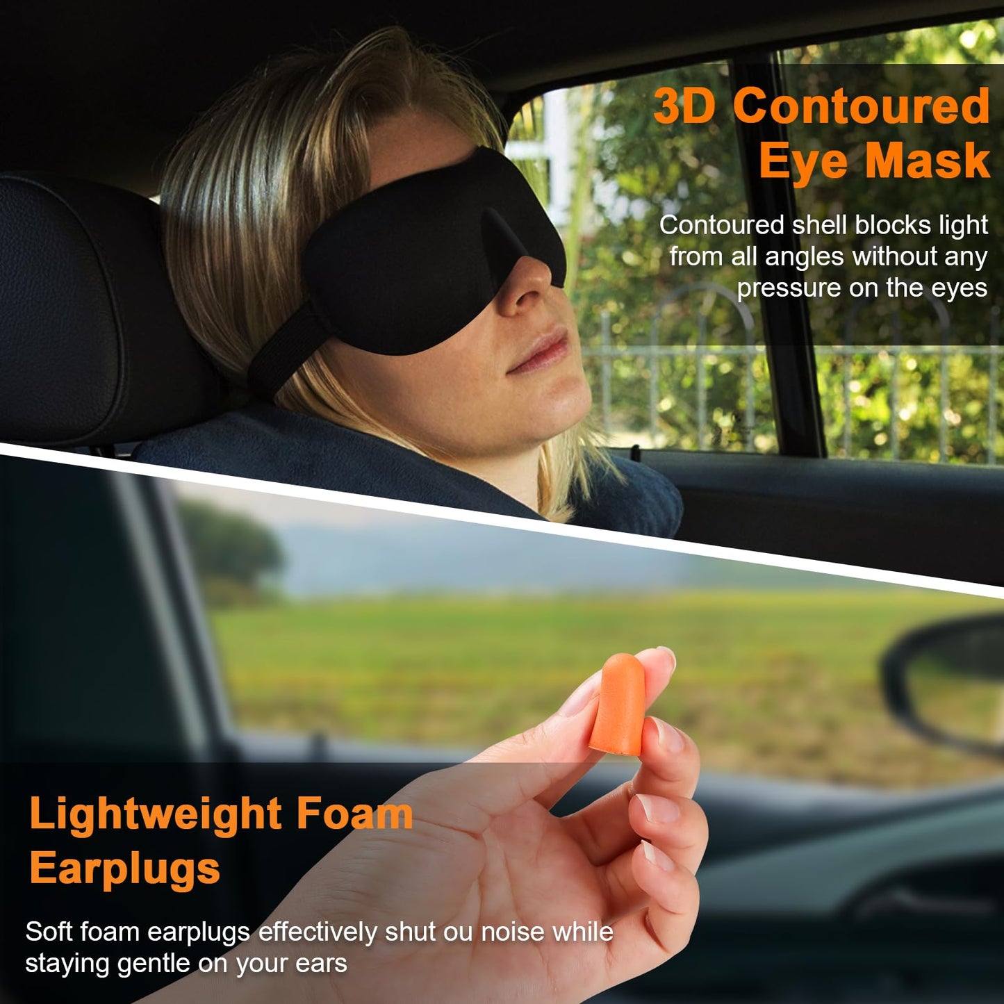 Vzpeun Travel Pillow - Hooded Neck Pillow Airplane Memory Foam Filling for Plane, Office, Cars Sleeping, Road Trip, Long Flights, Airplane Travel Essentials, Includes Eye Mask & Earplugs (Green)