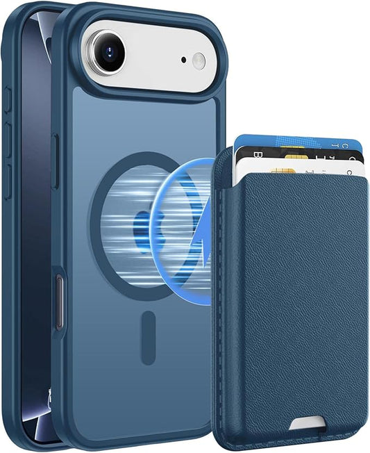 Ntwinro Magnetic for iPhone Air Case (Compatible with MagSafe) with Detachable Wallet & Card Holder for 3 Cards [RFID Blocking] Military Grade Protective Slim Phone Cover for 17 Air 2025, Deep Blue