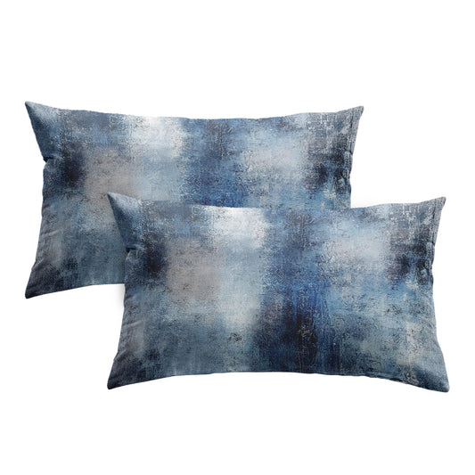 Britimes Throw Pillow Covers Modern Home Art Decor, 12 x 20 Inches Set of 2 Pillow Cases Decorative, Abstract Oil Painting Pillowcases for Bedroom, Living Room, Navy Blue Accent