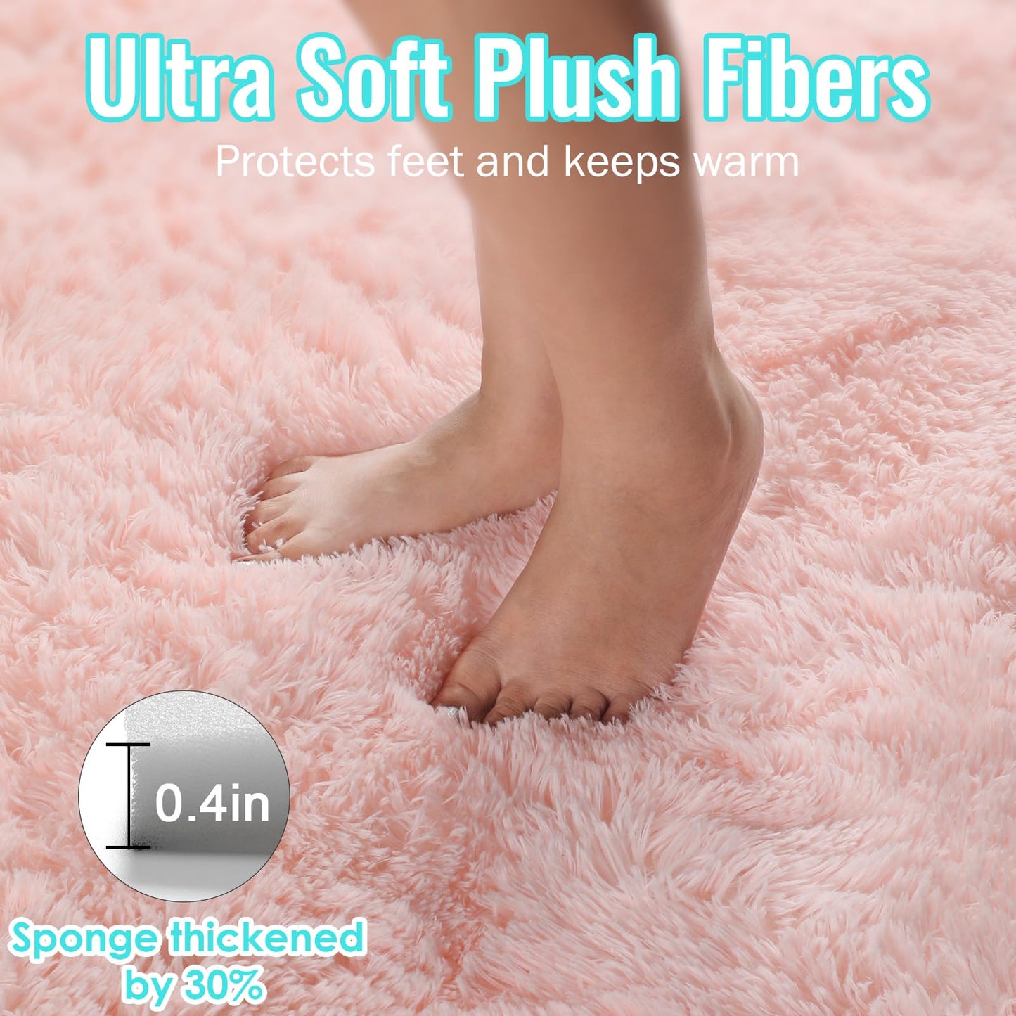 PAGISOFE Pink Round Rug 4Ft for Girls Room Kids Bedroom, Fluffy Shaggy Soft Fuzzy Circle Area Rugs for Girls Bedroom Kids Home Decor Aesthetic, Plush Furry Throw Cute Baby Girl Nursery Room Rug