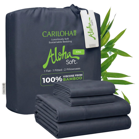 Cariloha Aloha Soft 100% Organic Bamboo Viscose Sheets – 4-Piece King Sheet Set – 16 in Deep Pockets – Buttery Soft, Hypoallergenic, Cooling Sheets – Oeko-TEX Standard 100 – Cape Blue