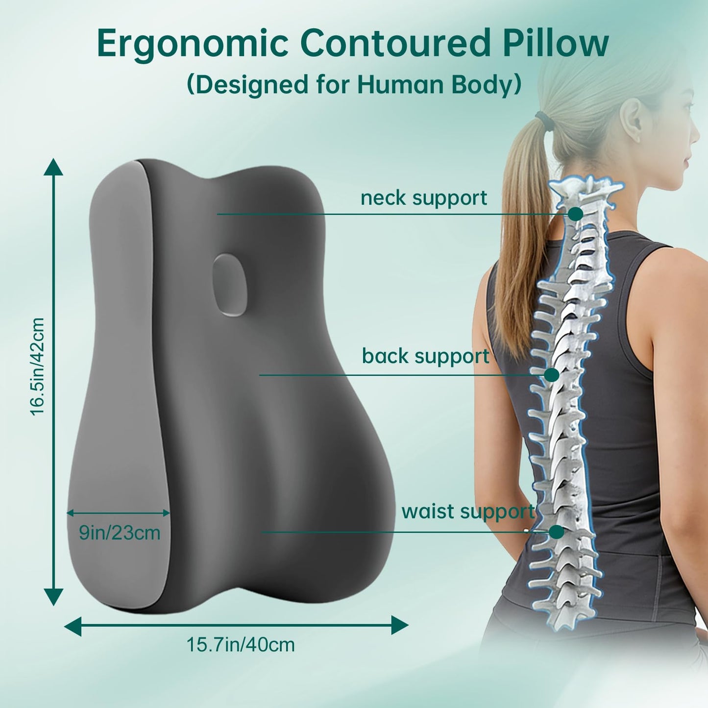KUYOVORA Memory Foam Wedge Pillow Intimacy Couples Pillow, Pregnant Ergonomic Contoured Position Pillow for Sleeping & Reading, Multi-Functional Bed Pillow Back Support Cushion Double Grey