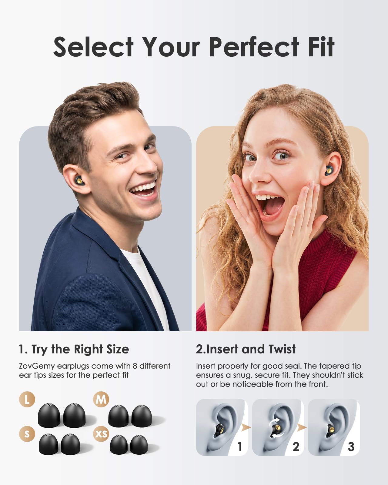 Quiet 2 Ear Plugs, Keychain case, Ultra Comfy, Reusable, 45dB Noise Reduction. Ideal for Sleep, Focus, Travel, Noise Sensitivity. Flexible Hearing Protection, Customizable fit, Black