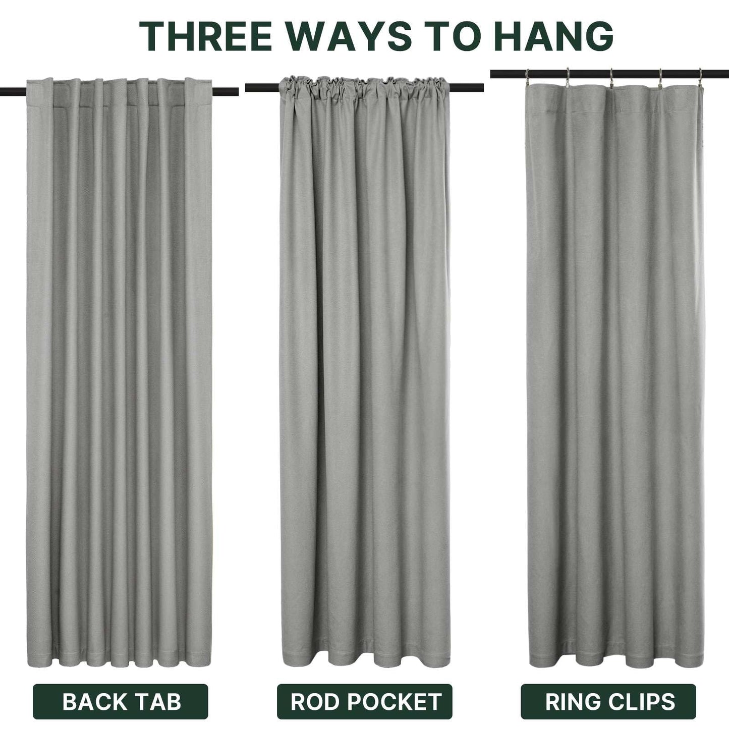 H.VERSAILTEX 100% Blackout Curtains Back Tab Full Light Blocking Curtain Draperies with Gray Coating Thermal Insulated Window Treatment Set of 2 Panels, 52" W x 84" L, Dove