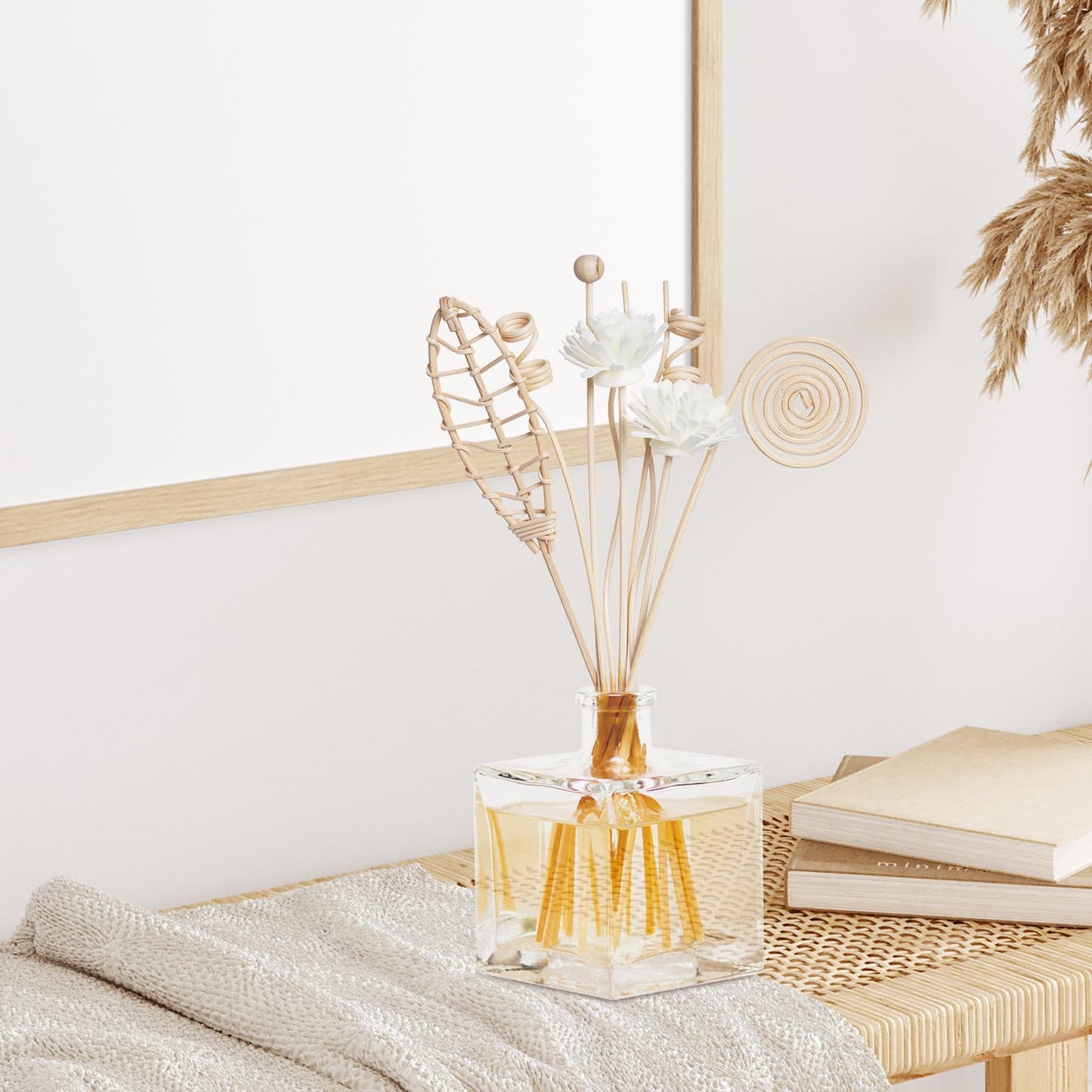 Haakong 12 Pcs Reed Diffuser Sticks Rattan Flower Reed Fragrance Diffuser Set Diffuser Sticks for Office Home Decor