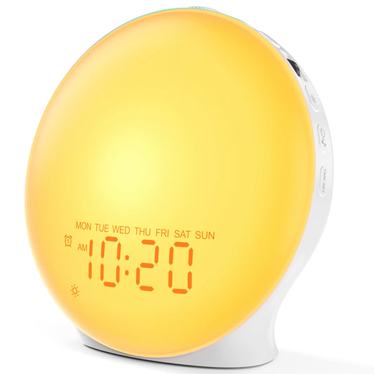 JALL Sunrise Alarm Clock White Noise Machine with 25 Nature Sleep Sounds, Fully Dimmable Clock for Bedrooms, Heavy Sleepers, 17 Light Modes, Bluetooth Speaker