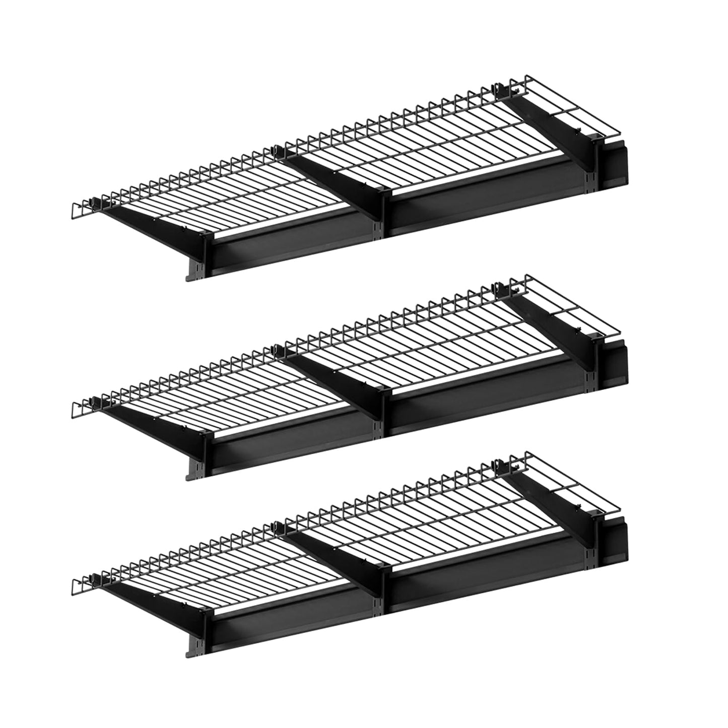 VEVOR 3-Tier Heavy Duty Wall Garage Shelving, 1 x 3 ft Steel Wall Mounted Shelving Unit, 11 x 36 Inch Per Shelf Floating Storage Metal Rack for Garage with 450 lbs Total Weight Capacity, Black
