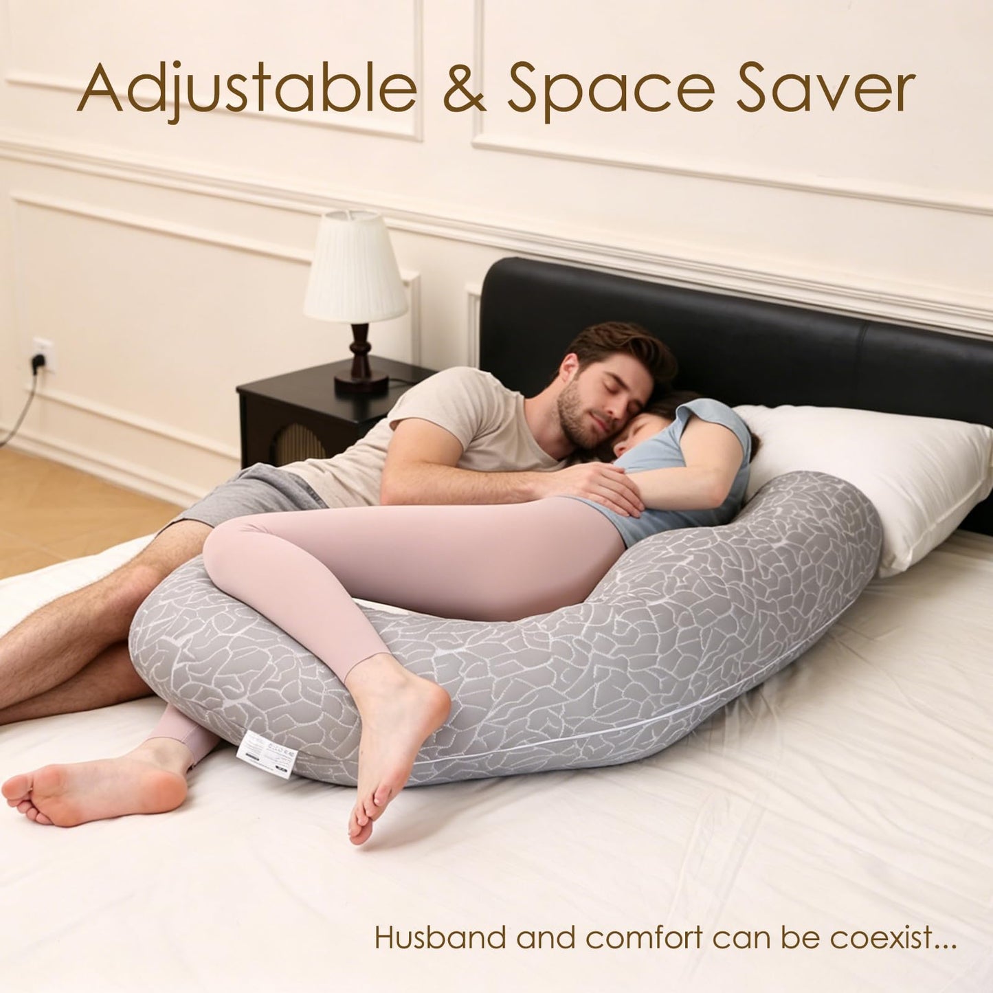 Chilling Home Pregnancy Pillow, F Shaped Maternity Pillow, Adjustable Pregnancy Wedge Pillow with Full Body Support for Back, Belly, Hips, Legs, Pregnant Pillows for Side Sleeping with Cooling Cover