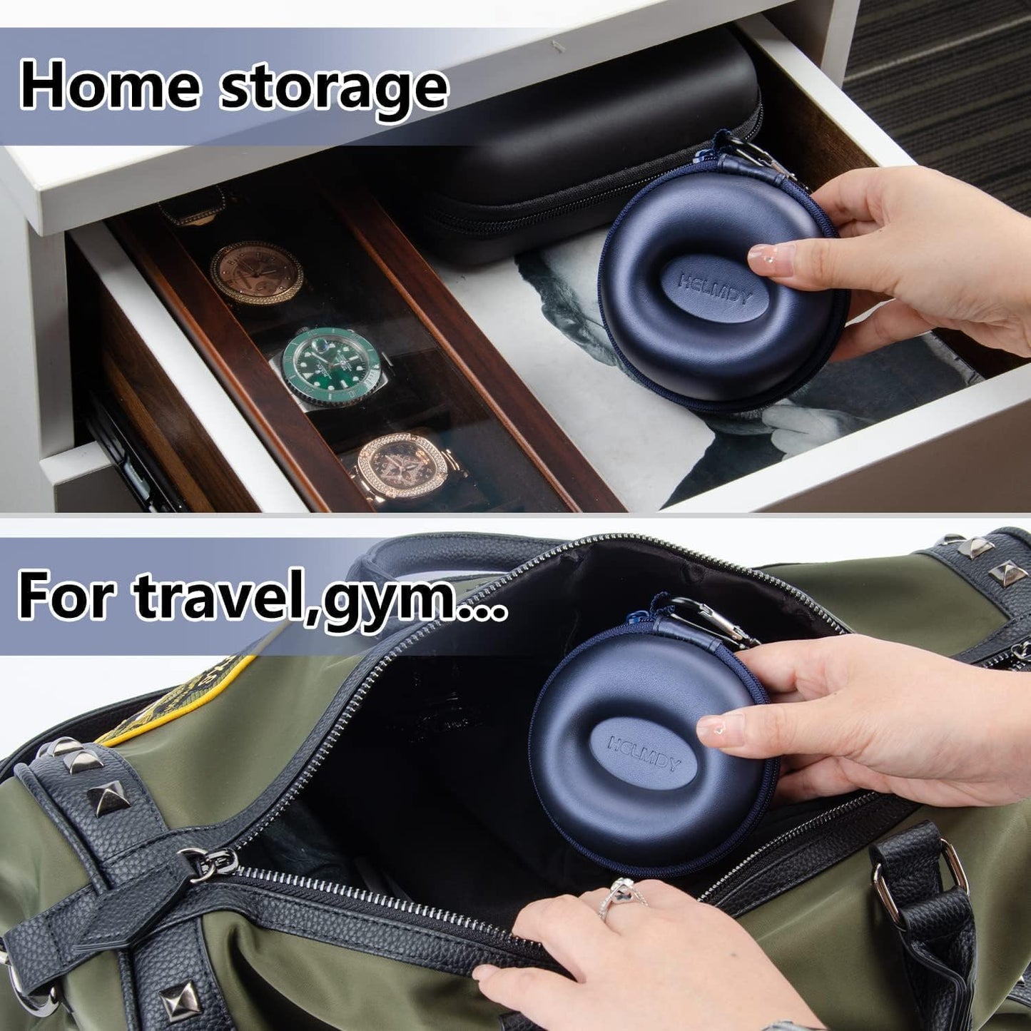 HELMDY Travel Watch Case Single Box for Men,Portable Watch Organizer Holder