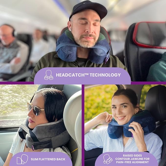 Cabeau Best Neck Pillow for Travel – Evolution Earth Deluxe – 360° Head, Neck and Chin Support for Sleeping – Sustainable Memory Foam - Removable, Washable Cover with Compact Carrying Case (Terra)