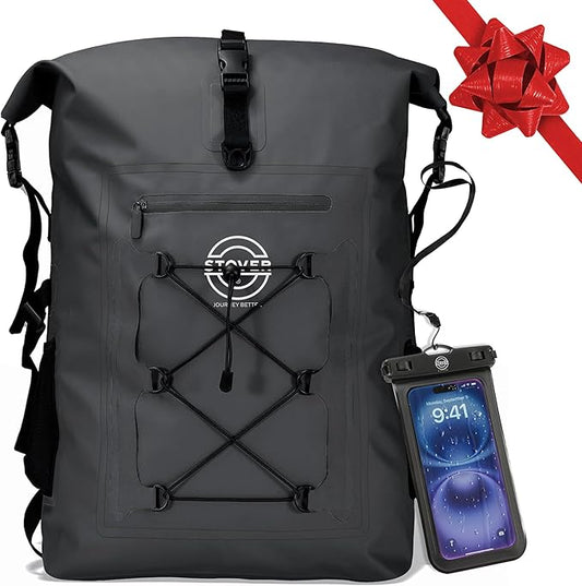 STOVER 5/10/25/30/40/55L Waterproof Dry Bag- Roll-Top Backpack w/Phone Case- Kayaking, Hiking, Camping, Boating- Men/Women