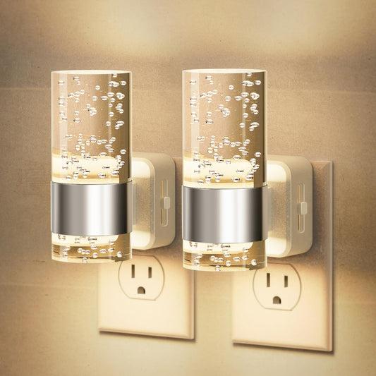 JandCase Night Light, Night Lights Plug into Wall,2 Pack 3000K Warm White LED Nightlight with Adjustable Brightness, Automatic Night Light Plug in with Light Sensor for Bathroom Hallway Room Decor