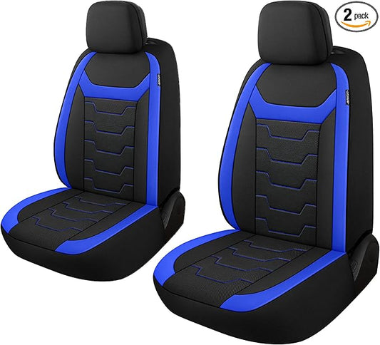 CAROMOP Breathable Car Seat Cover 2 Front Seats, 3D Air Mesh Cloth Seat Covers for Cars, Universal Fit Automotive Car Interior Covers for SUV Vans Sedans Trucks (Black/Blue)