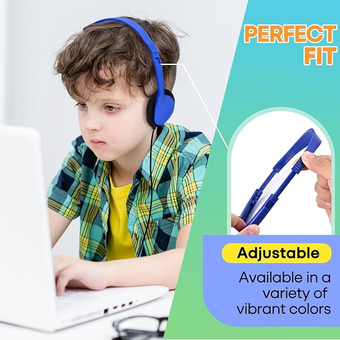 Kids Headphones Bulk 12 Pack for Classroom School Students, Wholesale Multi Color Wired Class Set Headphones for Children Toddler Boys Girls Teen and Adult (HY857,12 Mixed)