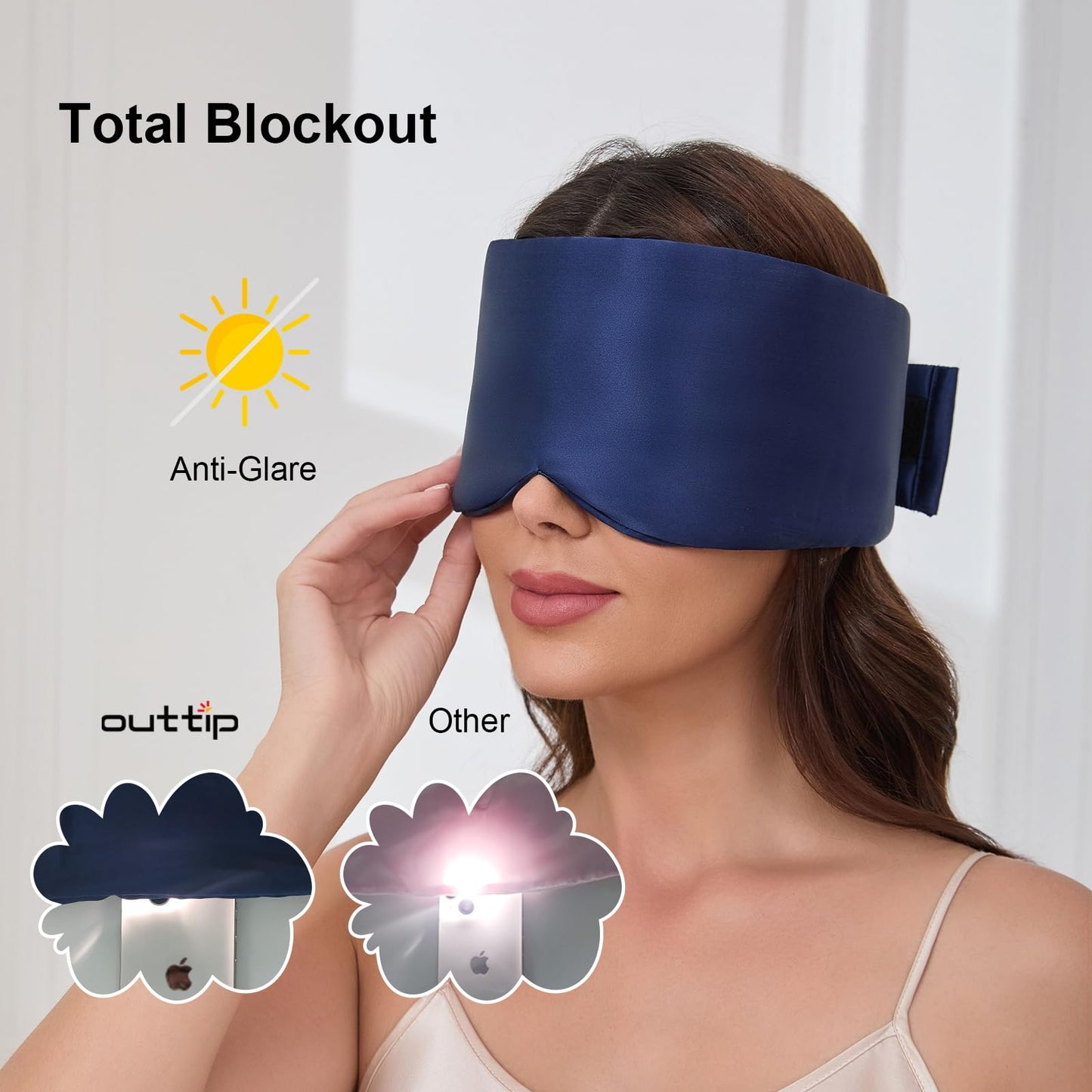 100% Mulberry Silk Sleep Masks for Men, Blackout Eye Mask Sleep Silk for Sleeping Side Sleeper, Eye Covers for Sleeping Adjustable Light Blocking Men Relaxing Gift for Home, Travel, Office, Napping