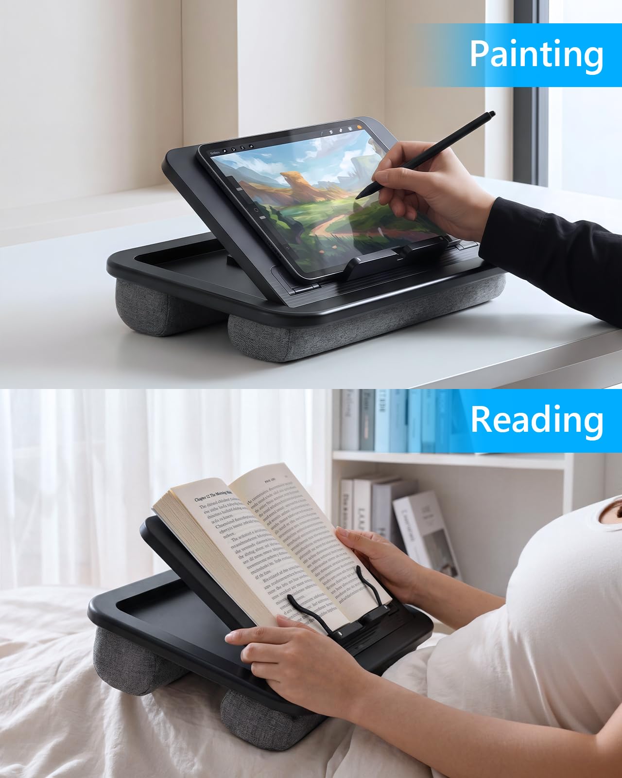 Yotnufy Adjustable Lap Desk with Cushion - 8 Angles Ergonomic Laptop Lap Desk for Bed Couch Car Home Office - Fits up to 14 Inch Laptop (MINI)