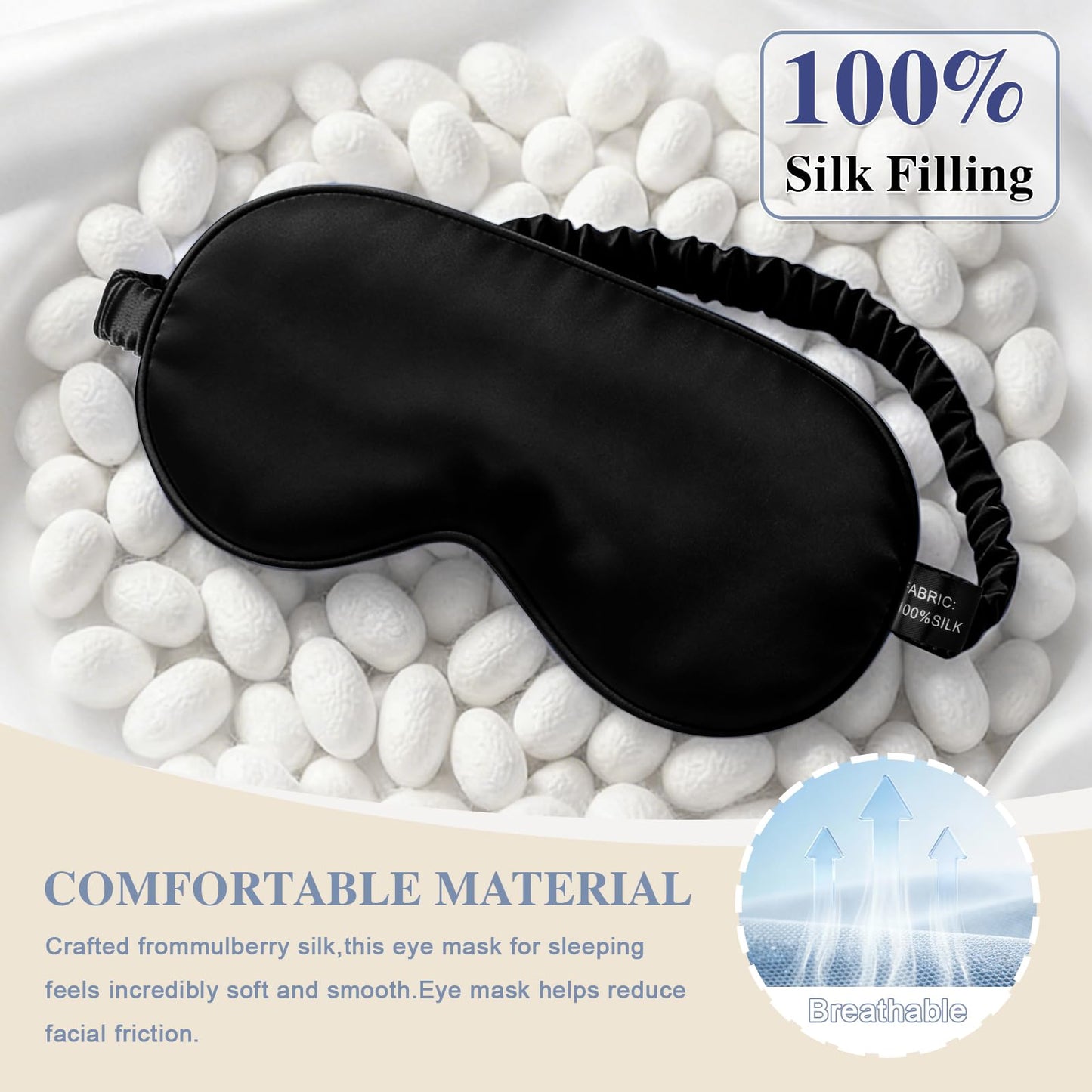 Doitory Silk Sleep Mask,Eye Mask for Sleep Women Men,Mulberry Sleeping Mask with Adjustable Strap,Blindfold Blackout Eye Mask for Travel and Full Night's Sleep,Nap