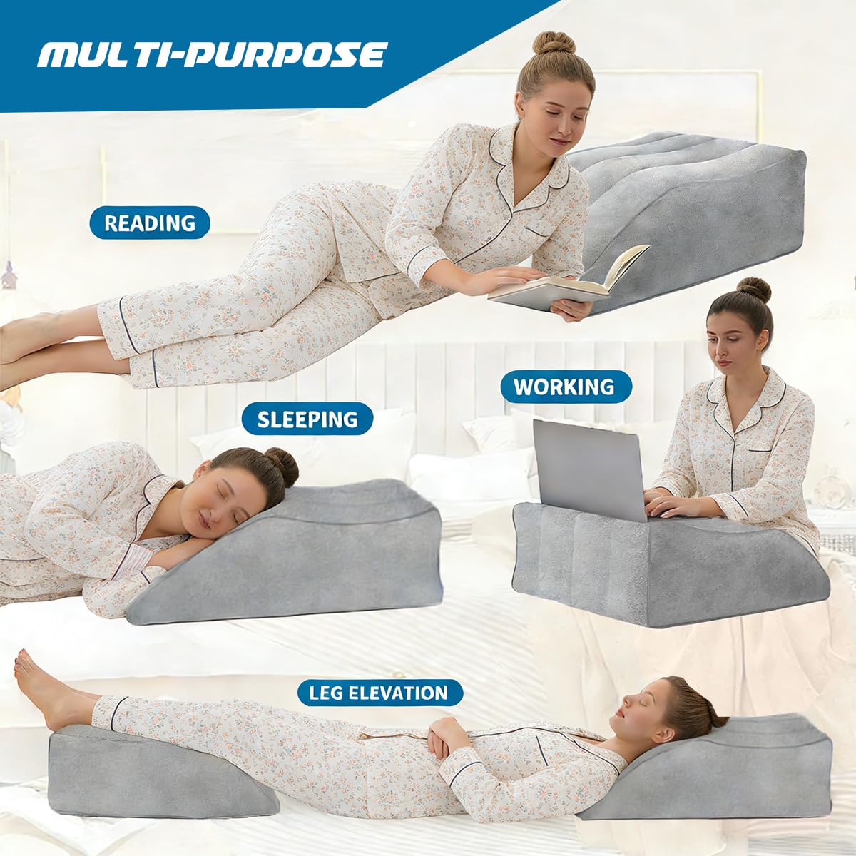 Gihunk Leg Elevation Pillows for After Surgery, Inflatable Leg Elevation Wedge Pillow for Sleeping, Portable Leg Wedge Pillow for Swelling, Leg Pillow for Knee Surgery Recovery
