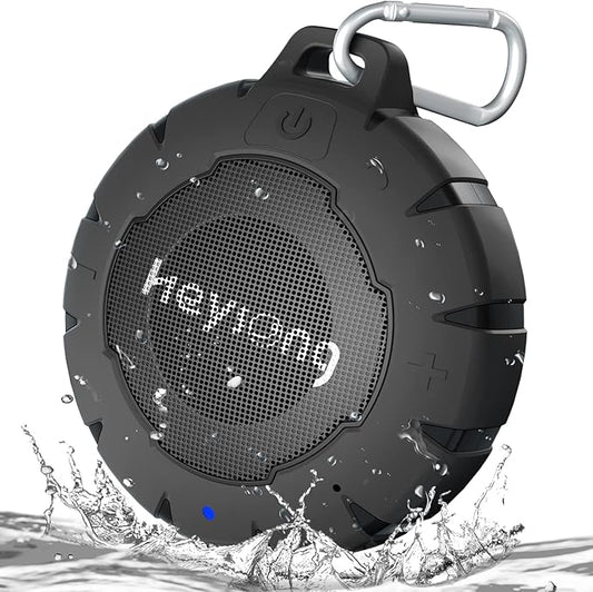 HEYSONG Waterproof Shower Speaker, Durable & Lightweight Portable with HD Sound, Stereo Pairing, Wireless Outdoor for Pool, Beach, Hiking, Kayaking, Gift for Men, Women
