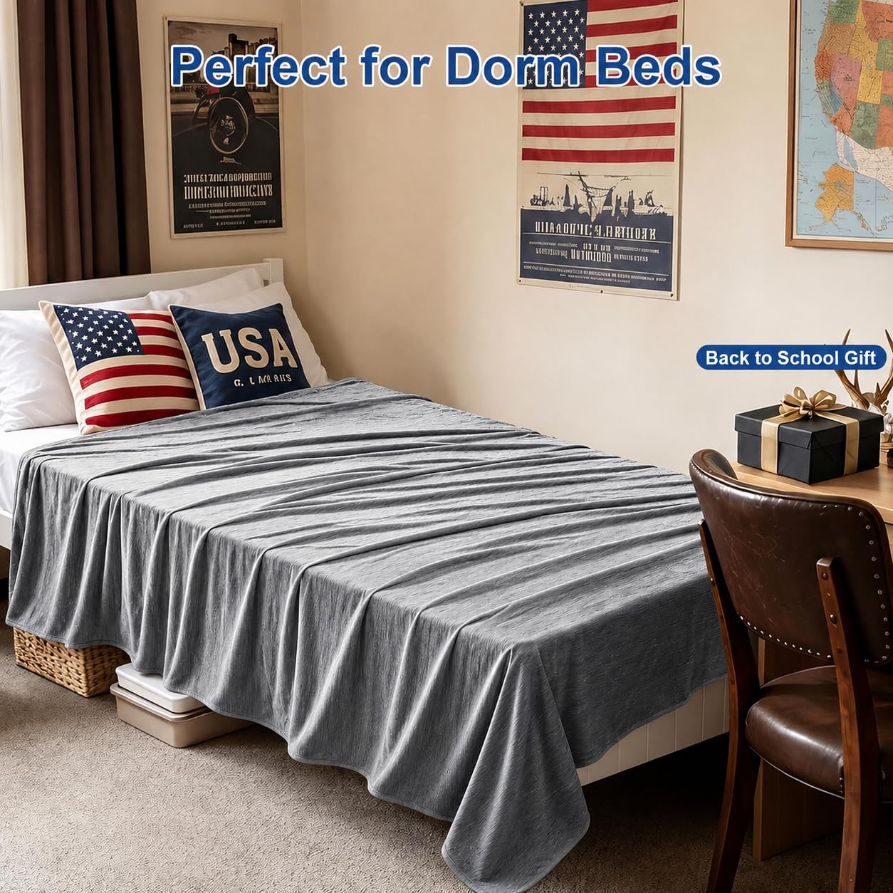 KMUSET Cooling Blanket Twin (60"x80"), Double Sided Summer Cooling Blankets for Hot Sleepers & Night Sweats, Cool Lightweight Blanket for Dorm Room Essentials, Picnic, Gifts for Women Light Grey