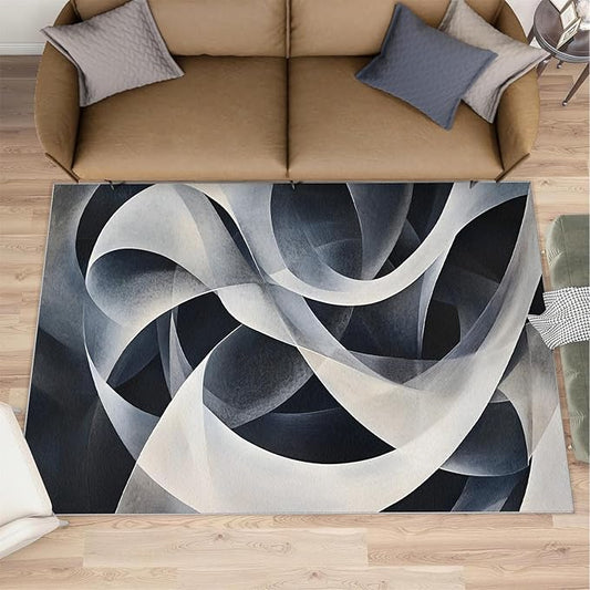 Abstract Lines Area Rug 6x9 Washable Rug Geometric Stripes Rugs for Living Room Minimalism Non Slip Carpet Floral Print Mat Bedroom Bathroom