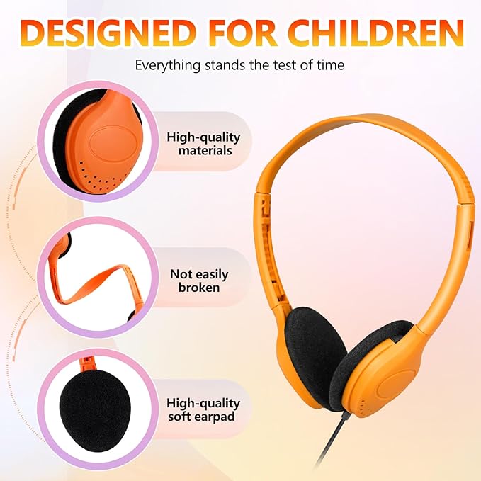 Bulk Headphones for Kids 10 Pack,Class Set of Headphones for School Classroom Students Teen Boys Girls Multi Color