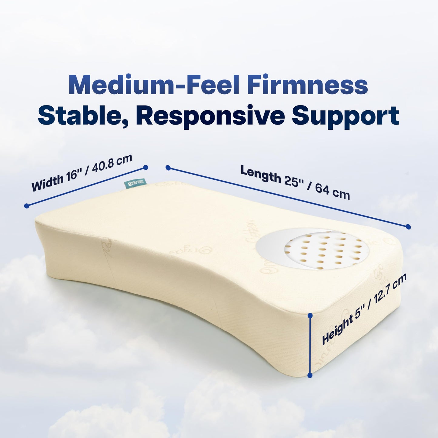 WelnezB Cervical Pillow, Side Sleeper Pillow with 5" Loft & Shoulder Curve - 100% Natural Latex, Dual-Zone Adjustable Neck & Head Support, Flat-Top & Bottom-Up Design for Side, Back & Combo Sleepers