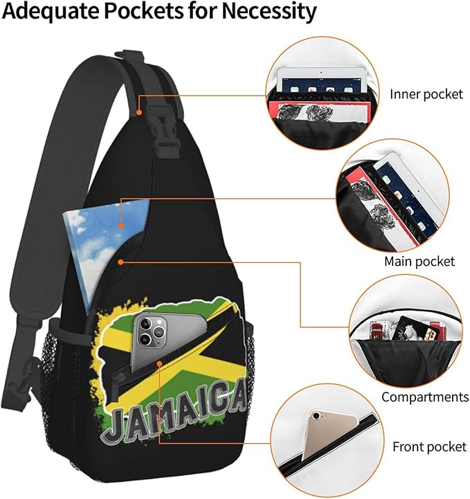 GJXFLSY Jamaic Flag Sling Backpack Crossbody Bag Casual Chest Bags Travel Hiking Daypack Shoulder Bag for Women Men