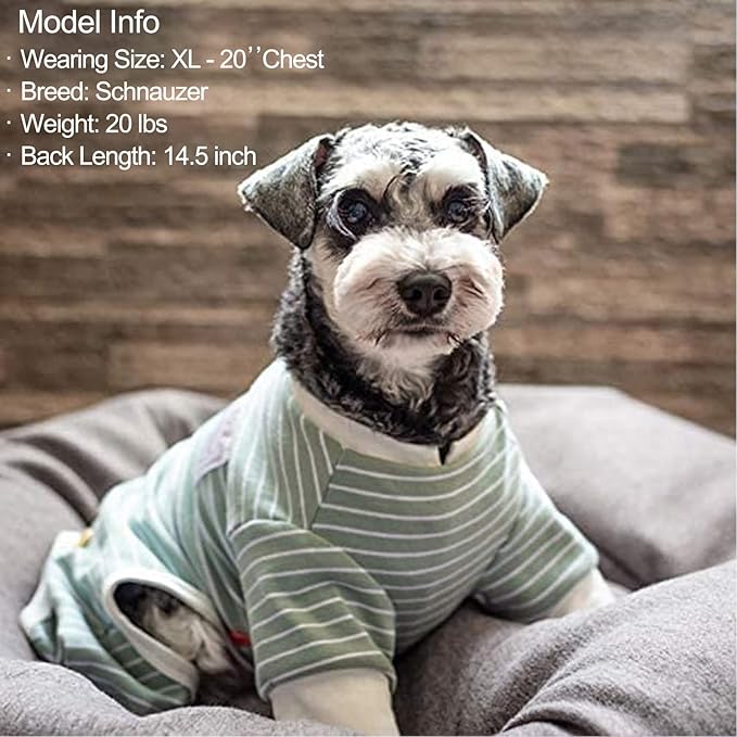 KYEESE Dog Pajamas Striped Clothes Pet PJS Lightweight Doggie Jammies 4 Legs Outfit Soft Dog Pajamas Cozy Pet Clothes Onesie Comfortable PJS for Medium Dogs Doggie Onesie,Green Striped, XX-Large