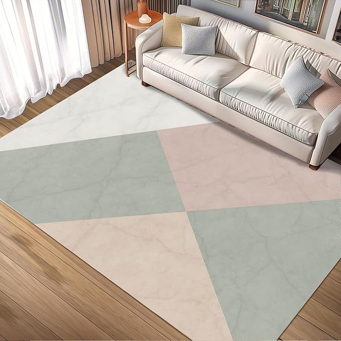 Modern Marble Rug - 8x10 Area Rugs, Minimalist Marble Living Room Area Rugs, Abstract Luxury Bedroom Rug, Washable & Non Slip Large Carpet Home Decor