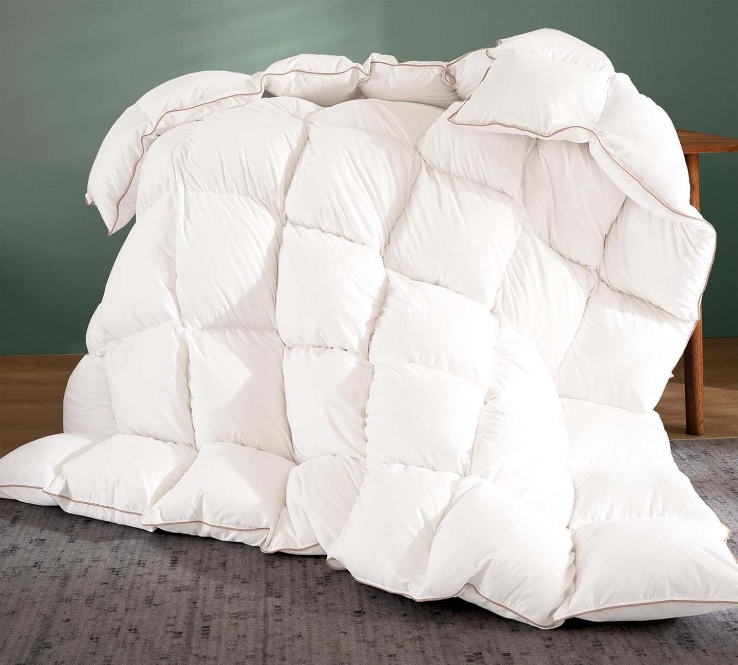 Down Comforter King Size – All Season Medium Weight Fluffy White Duvet Insert, Warm Feather Bedding, Soft 100% Cotton Cover, 90x106 Inch