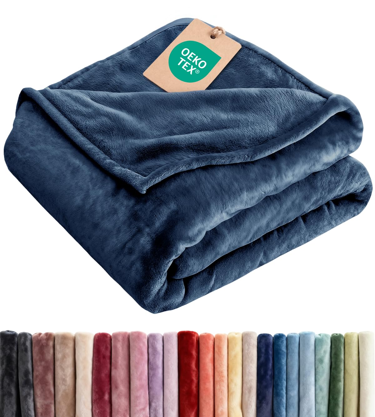 Ultra Soft Fleece Blanket Throw Size - Flannel Fleece Luxury Throw Blanket - Lightweight for Couch Bed Chair - Thick, Warm and Breathable - All Season Cozy Fuzzy, Anti-Static Microplush Bedding, Navy