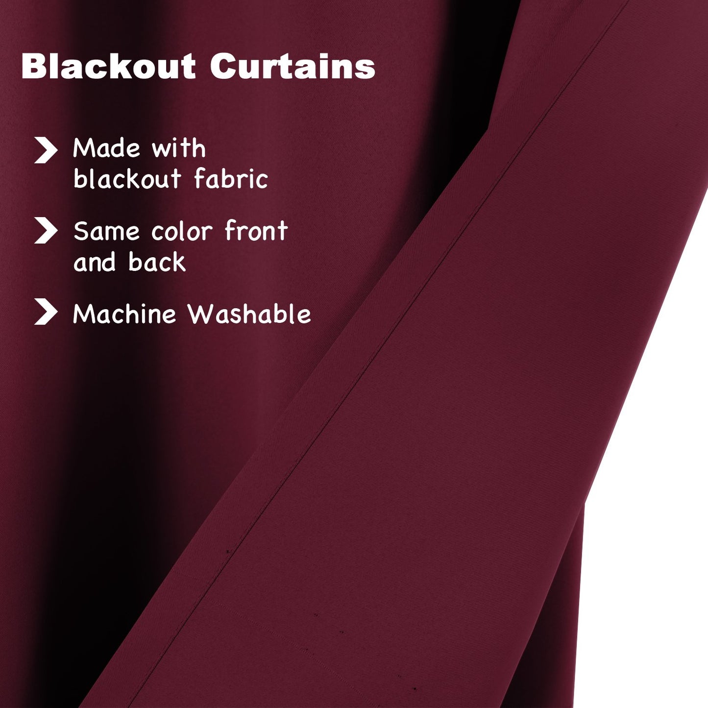 Turquoize Burgundy Bedroom Curtains Blackout Draperies/Panels for Kids Room Thermal Insulated Solid Grommet Blackout Curtains/Draperies for Christmas & Thanksgiving Day, 52x63 Inch, 2 Panels, Burgundy