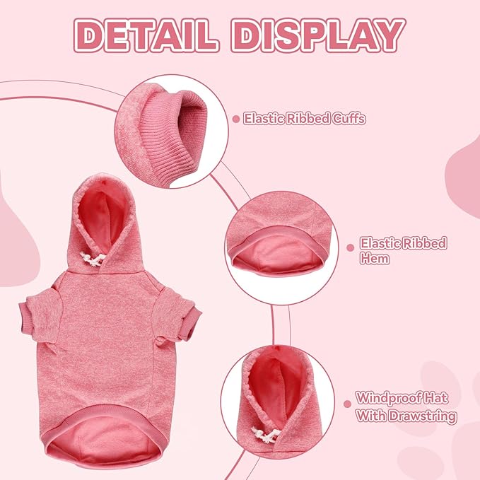 Dog Sweaters for Large Dogs,Pet Hoodie Fleece Pet Sweater Soft Clothes Sweatshirt with Pocket Dog Hoodie for Large Dogs(Pink&XXL)