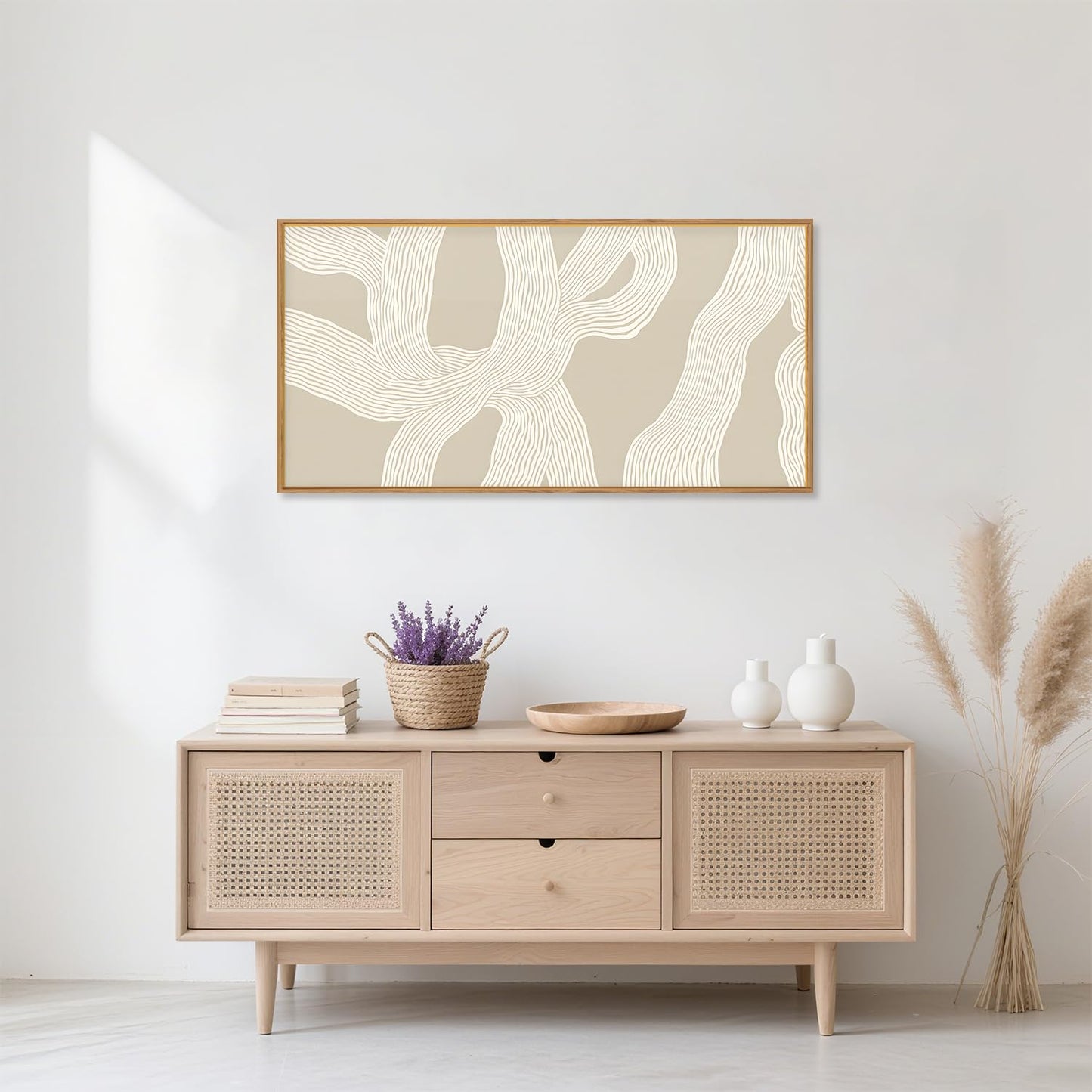 HPNIUB Large Abstract Beige Framed Canvas Prints Wall Art Set,Neutral Minimalist Lines Wall Decor,Modern Textured Artwork for Living Room, Bedroom,Dining Room, Office, Bathroom Decor-20 x40