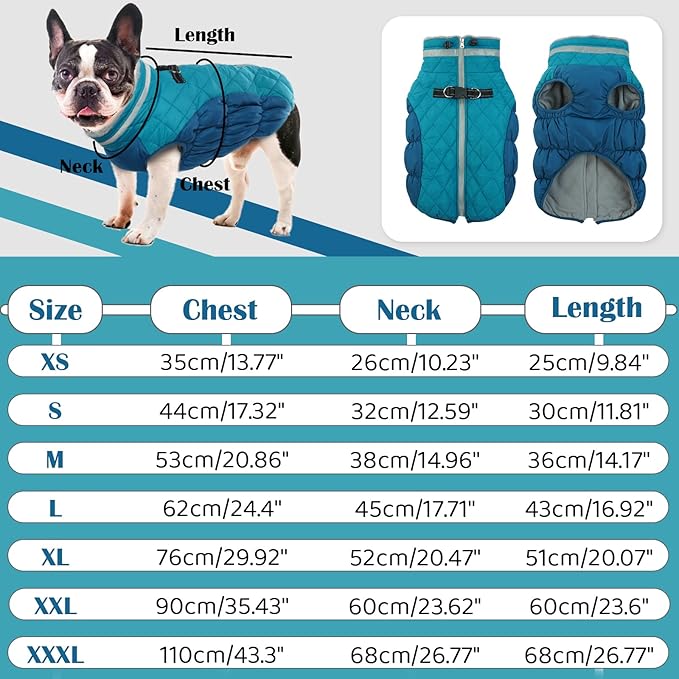 OUOBOB Dog Coats for Small Dogs, Puppy Coat, Warm Winter Jacket, XS Dog Coat with Harness Built in, Waterproof Pet Cold Weather Coats, Puppy Winter Clothes Snowsuit Chihuahua Maltese,XS