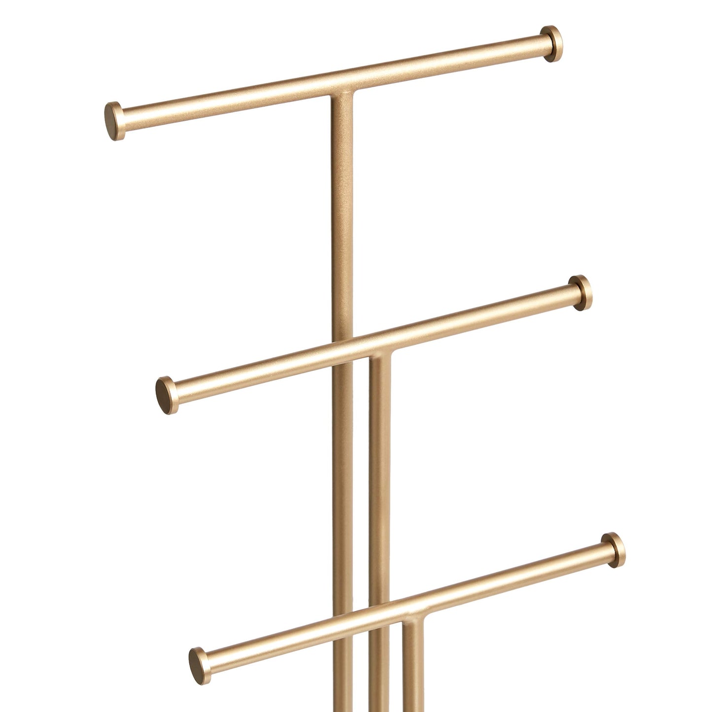 Amazon Basics Four-Tier Jewelry Organizer Tree Stand, Necklace Earring Bracelet Holder with Ring Storage, White/Brass