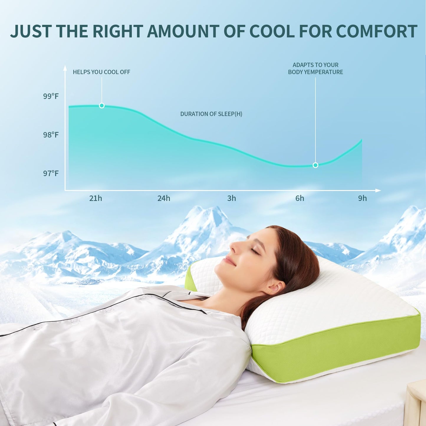 HKYLRAN Luxury Hotel Cooling Pillow for Sleeping,Medium Firm Shredded Memory Foam Pillows Queen Size Set of 2,with Zipper Adjustable Supportive
