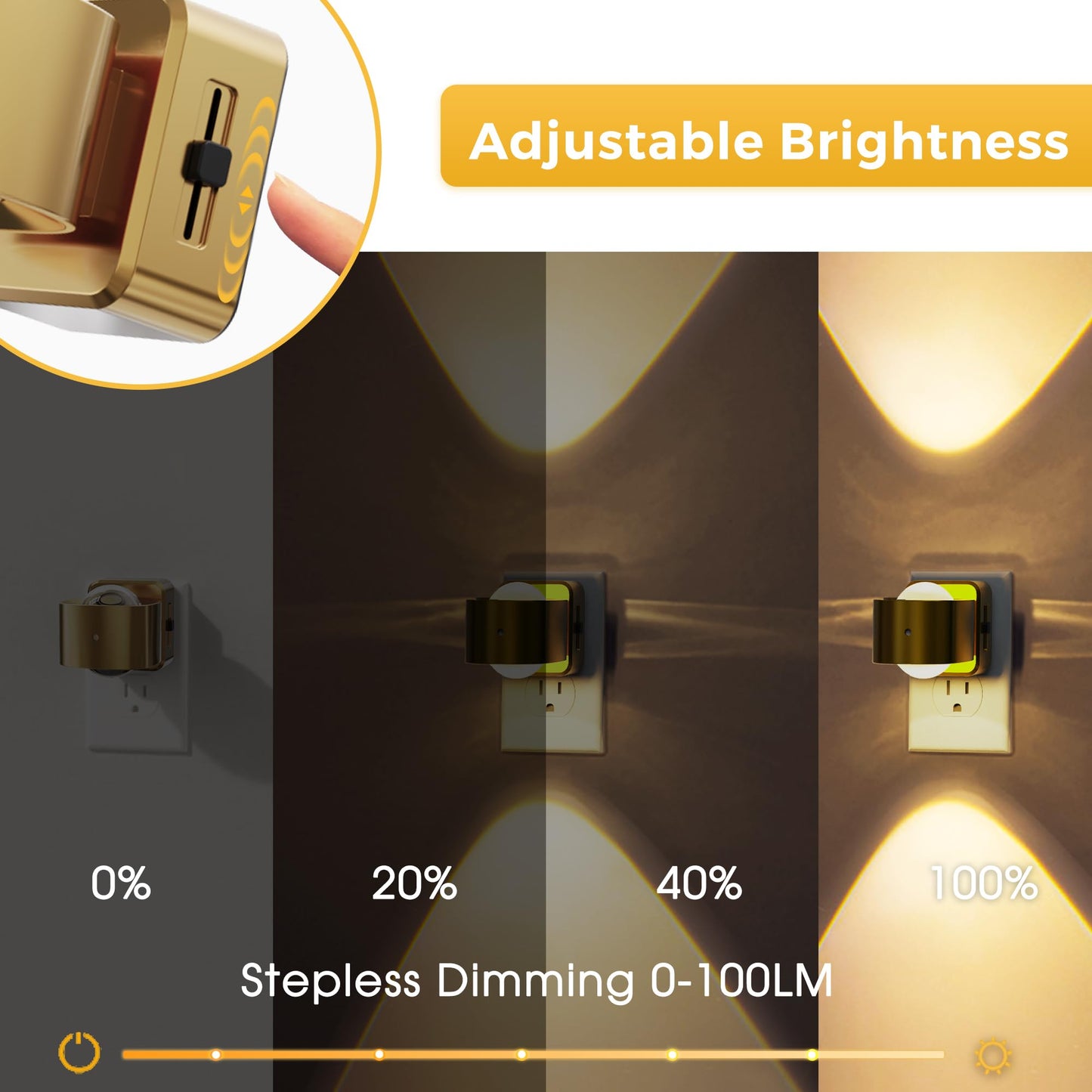 L LOHAS LED Night Light Projector, Night Lights Plug into Wall, Dusk to Dawn Sensor, Rotating Nightlight for Kids, Soft White Swivel Ambient Lighting for Bathroom, Gaming Room, Gifts,2 Pack
