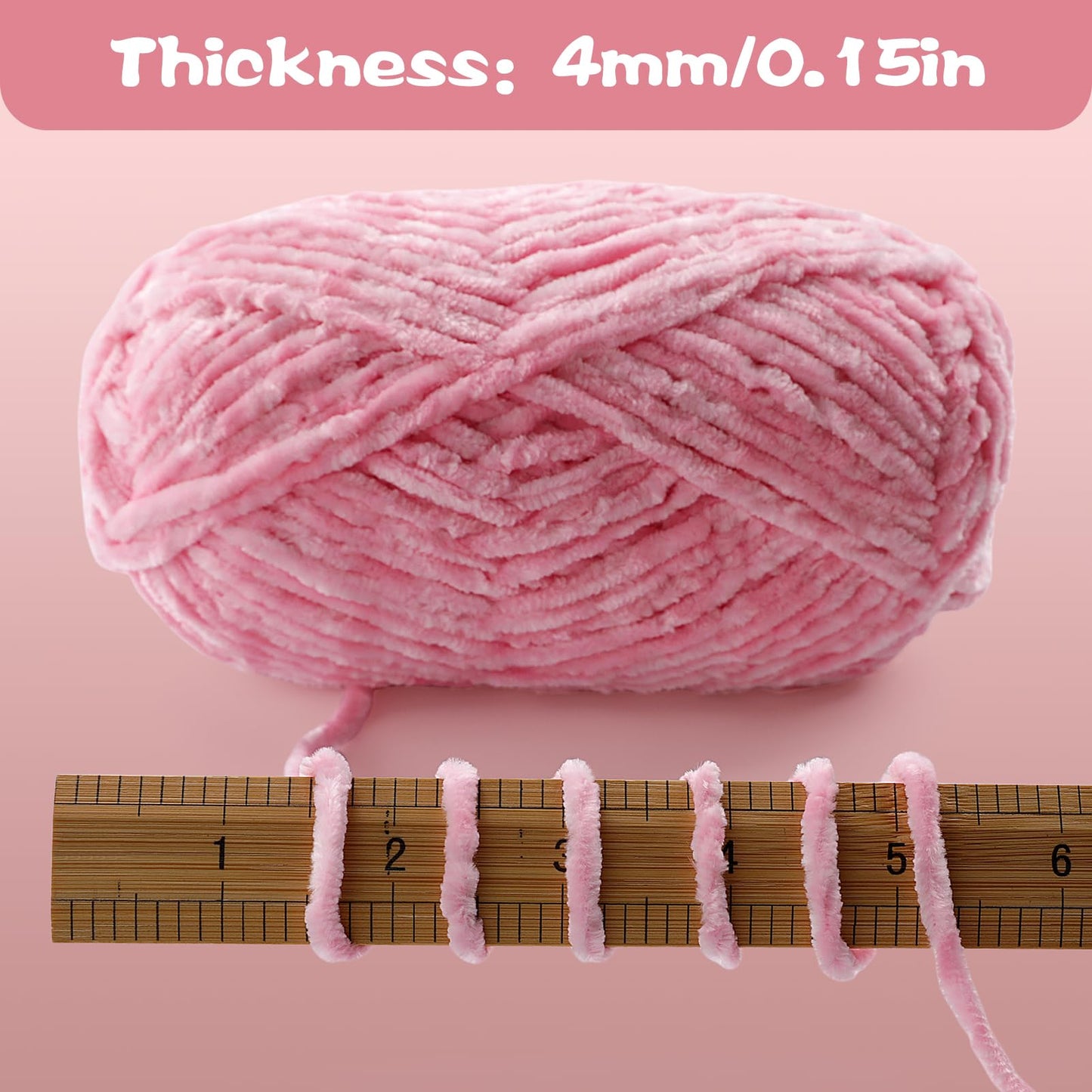 4 Skeins Soft Chunky Chenille Yarn, Plush Velvet Yarn for Hand Knitting and Crocheting, Fluffy Yarn for Crochet Blankets, Scarves, Hats（4×3.5oz, 4×131.2yds） (Light Blue)