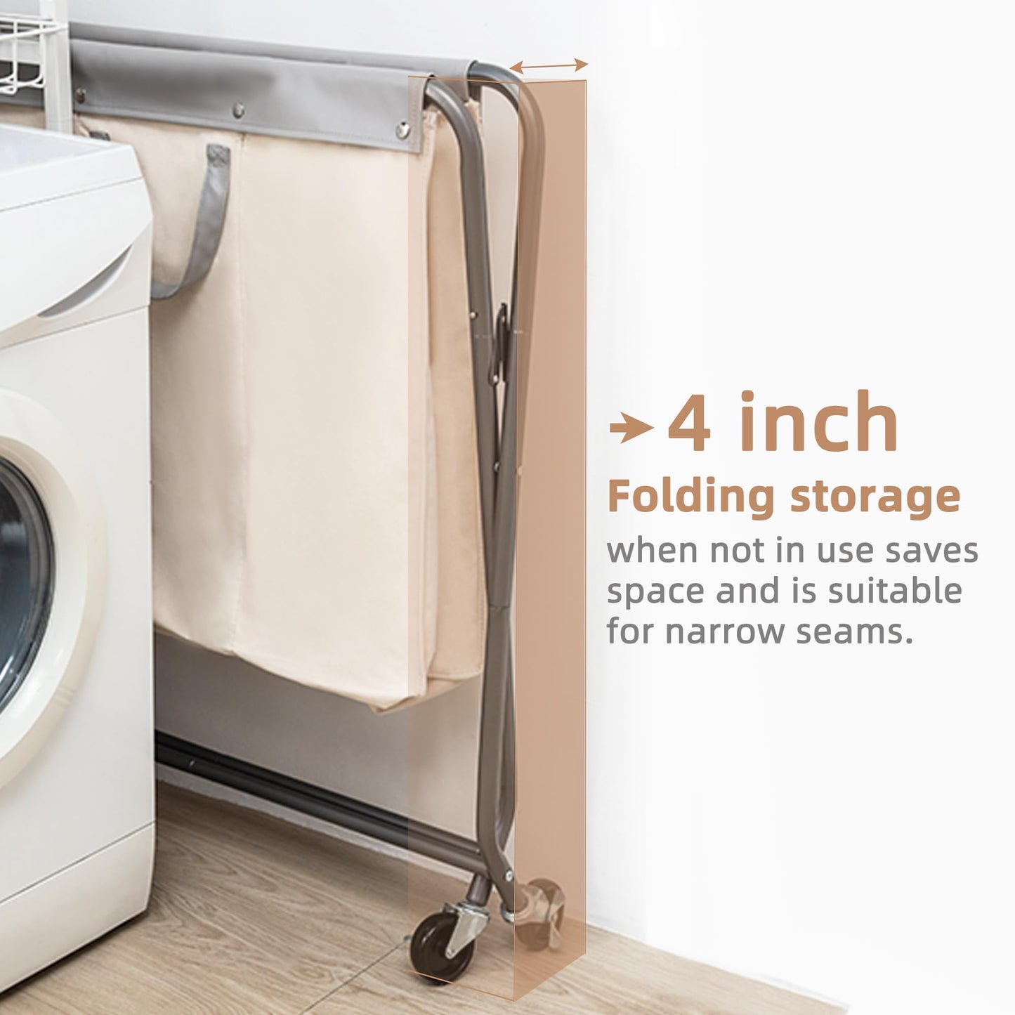 STORAGE MANIAC 160L Collapsible Laundry Hamper with Wheels, Rolling Laundry Basket, Heavy Duty Cloth Sorter with Removable Bag, Folding X Frame Clothes Organizer Cart for Easy to Store, 3 Section