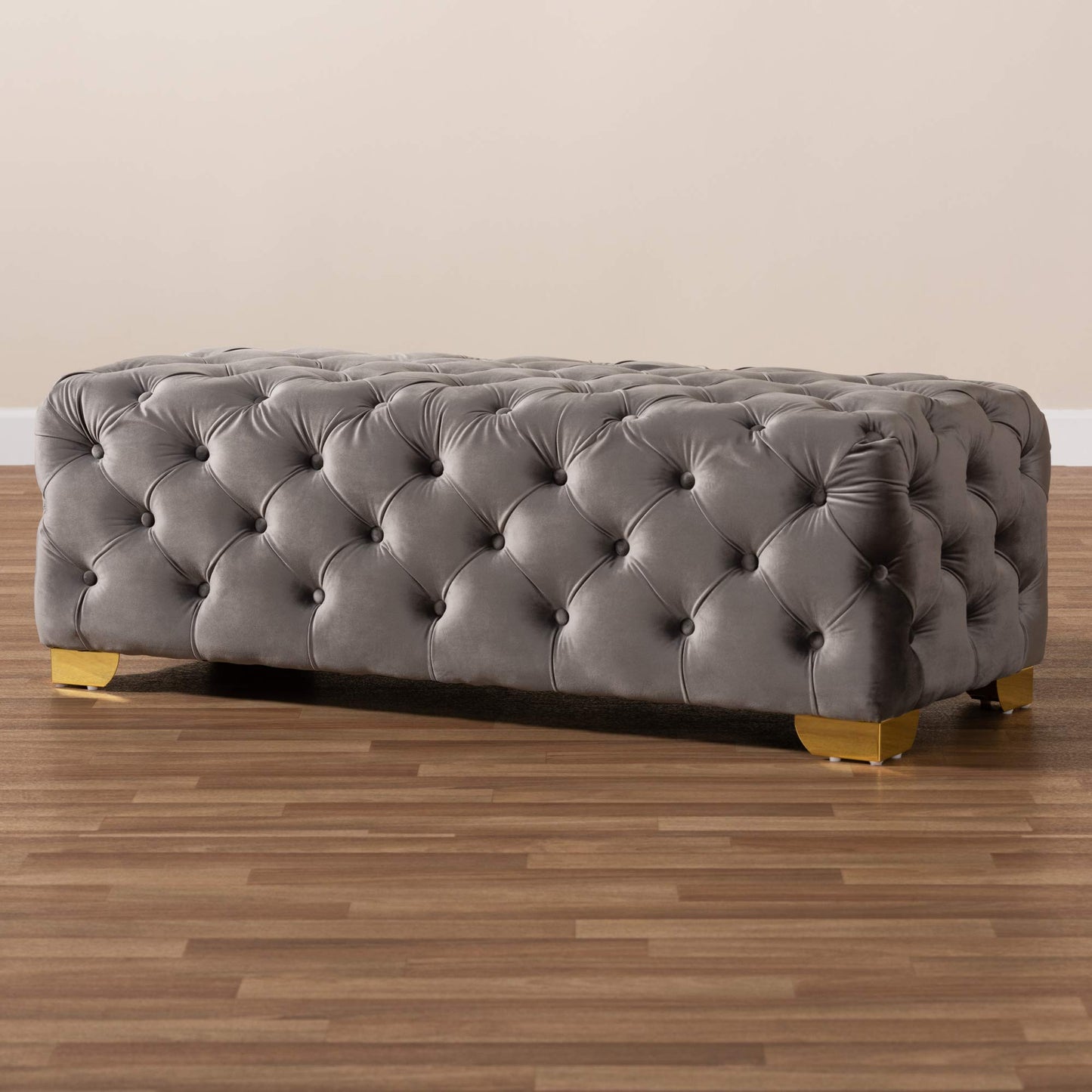 Baxton Studio Ottomans, One Size, Gray/Gold