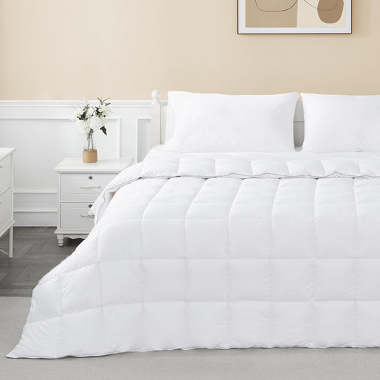 sunflower Comforter Twin Duvet Insert White Comforter Down Alternative Filling 100% Cotton Shell All Season for Dorm Hypoallergenic Warm Breathable Noiseless Machine Washable with Corner Taps