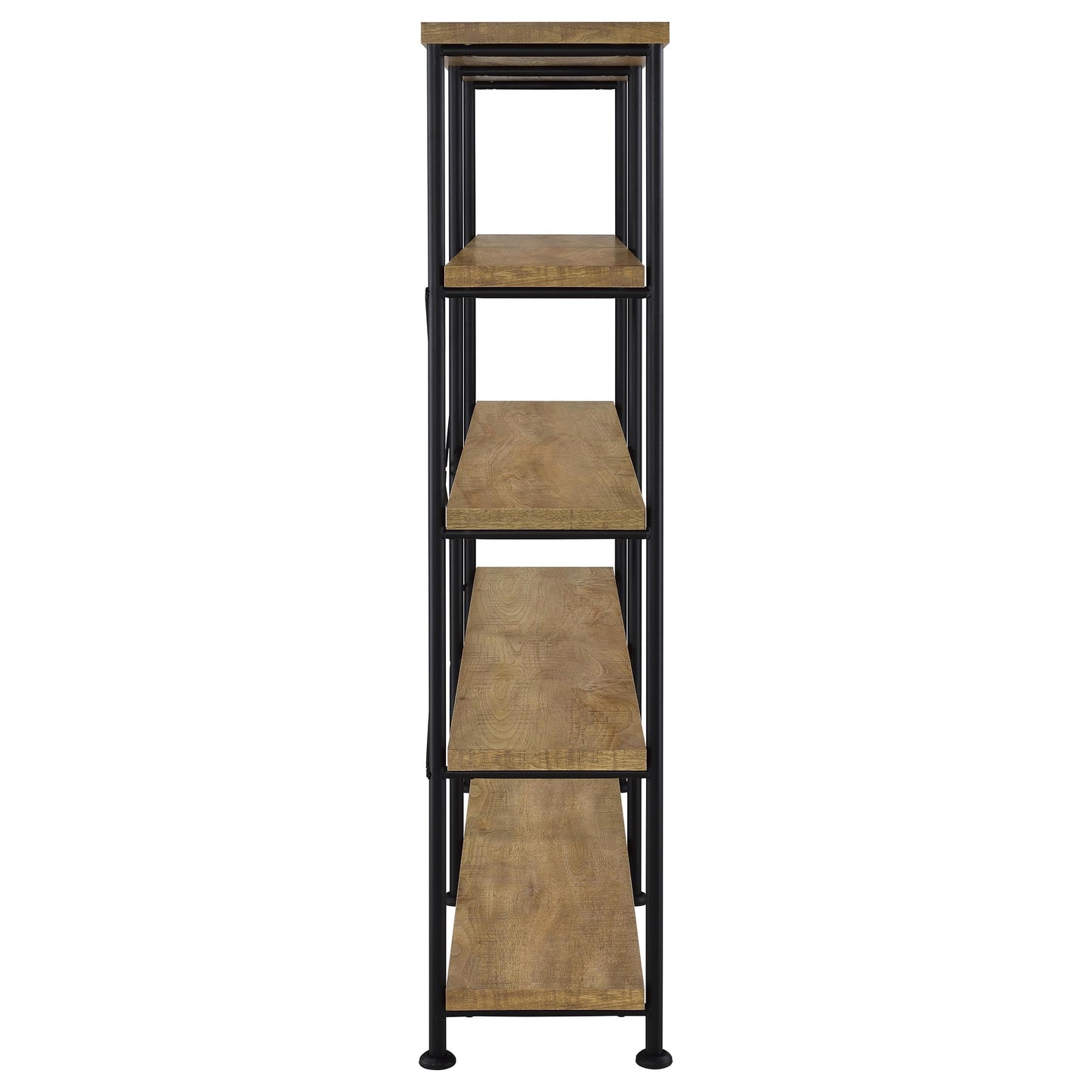 Coaster Home Furnishings - Analiese - Wood and Metal - 4-Tier Double Bookshelf with Open Shelves, X-Back Bracing, and Rectangular Frame - Home Office - 63-Inch - Mango - 801853